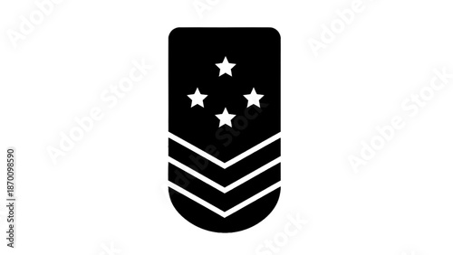 Vector illustration of military rank insignia with stars and stripes, professional emblem on transparent background