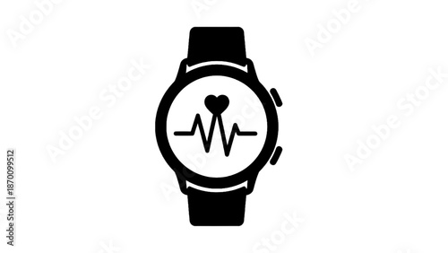 Vector illustration of a fitness tracker smartwatch with heart rate monitor display on transparent background