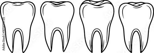 Set of Teeth bags Outline vector illustration isolated On Transparent Background
