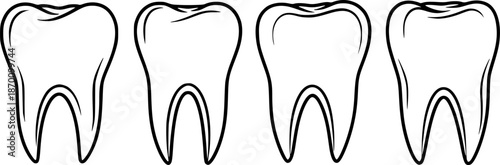 Set of Teeth bags Outline vector illustration isolated On Transparent Background
