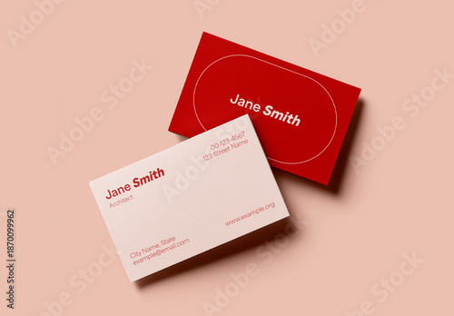 Business Card Stack Mockup on Color Background