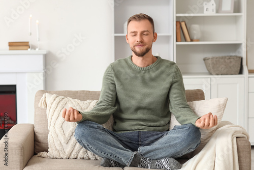 Young man in green sweater ...