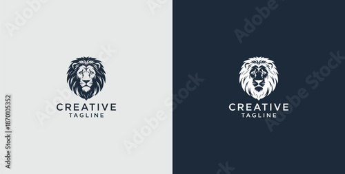 Lion head shield logo icon. Royal crown badge symbol. Premium royal animal sign. Vector illustration.