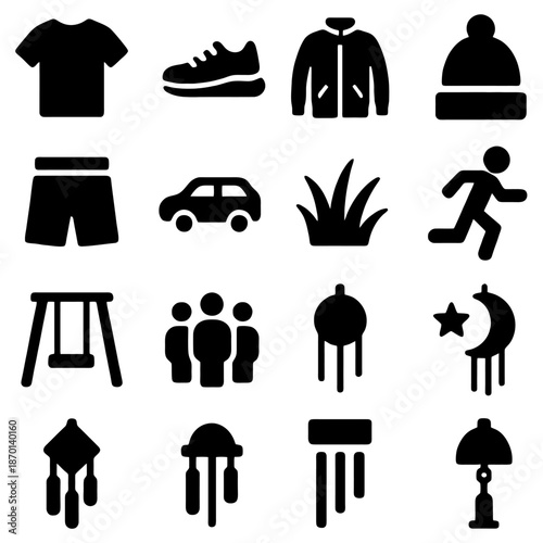 Iconic Collection: A simple assortment of icons, meticulously crafted to represent diverse subjects such as lifestyle, objects and symbols.