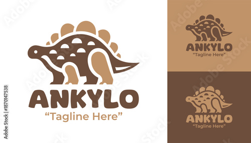 Ankylosaurus Logo Modern Minimalist Jurassic Identity