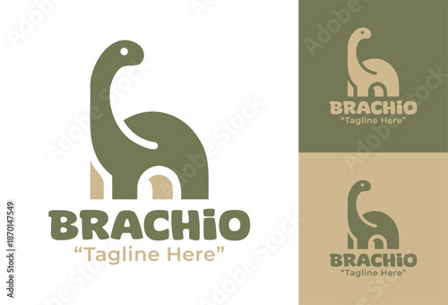 Brachiosaurus Logo Modern Minimalist Dinosaur Identity