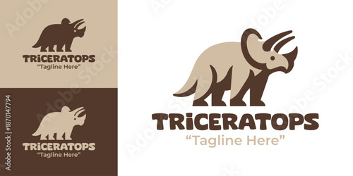 Triceratops Logo Modern Minimalist Animal Emblem