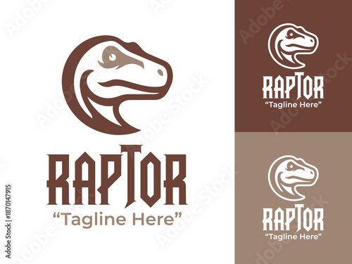 Velociraptor Logo Modern Minimalist Dinosaur Identity