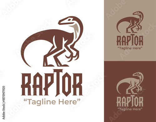 Velociraptor Logo Modern Minimalist Jurassic Identity
