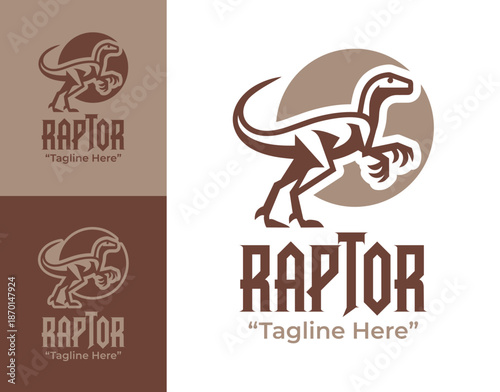 Velociraptor Logo Modern Minimalist Animal Emblem