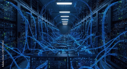 Abstract dark blue corridor