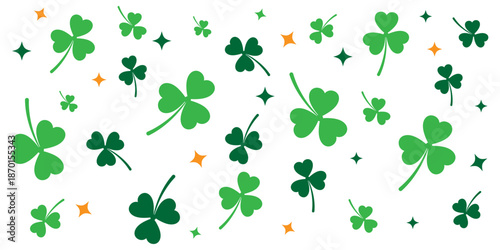 green shamrock clover leaves st patricks day border background vector ilustration