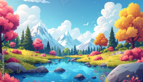 spring landscape with flowers