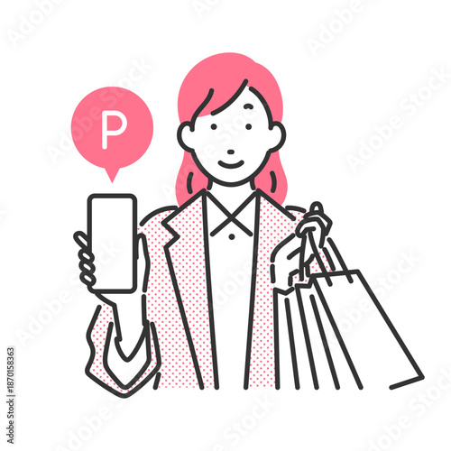 スマホ決済でショッピングをしている女性