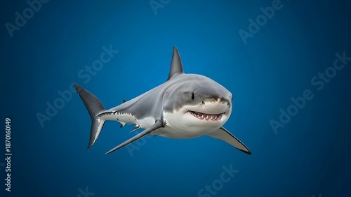 white shark swimming forward