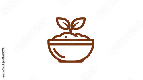 Organic Seedling Growing in Rich Soil within a Simple Bowl - Healthy Plant Concept