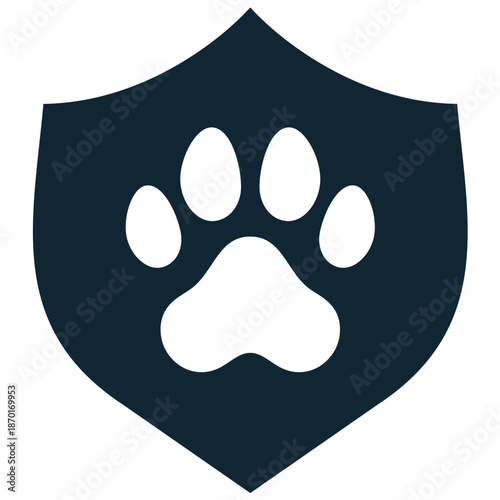 Pet security icon vector for safety apps. Ideal for insurance coverage, protection services, anti-theft collars, and guarding animal welfare.