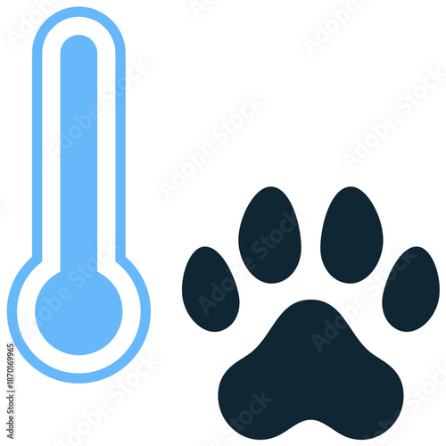 Pet temperature icon vector for fever checks. Ideal for veterinary diagnosis, thermometer readings, health monitoring, and sick animal care.