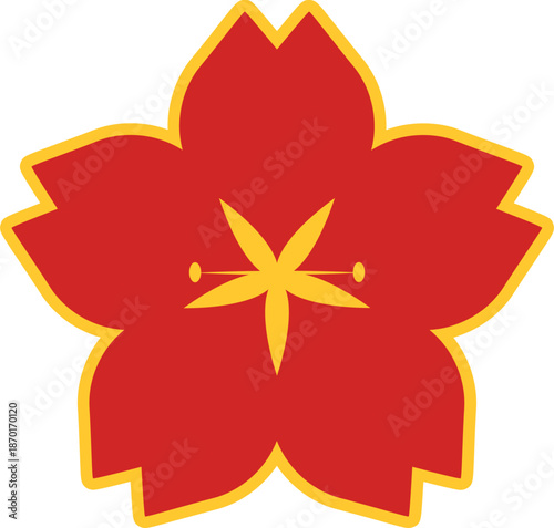 Red Sakura Flower Emblem