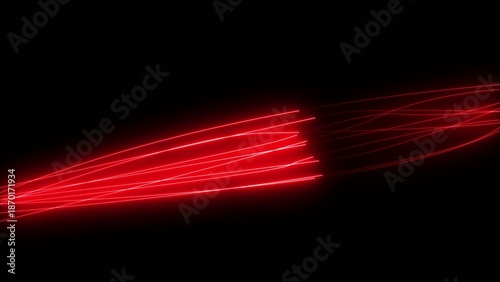 Bilde på lerret Bright red glowing light trails converging in a sleek futuristic pattern on a dark Generate title without using the word Title: before it