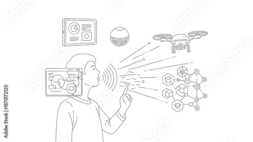 Man Using Voice Command with Technology.