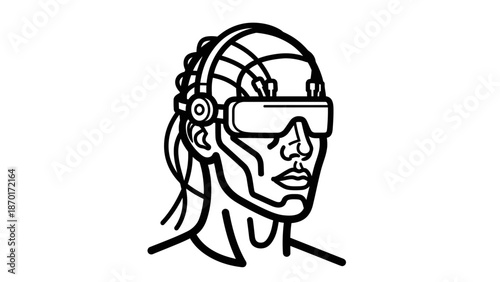 Man wearing virtual reality headset illustration 1.