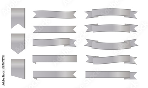 落ち着いたシルバーグレーで統一したリボンバナーコレクション｜シンプルな装飾用リボン素材