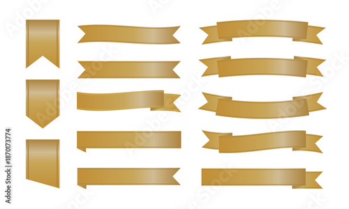 深みのあるアンティークゴールド調リボンセット｜高級感のあるフラットバナー素材