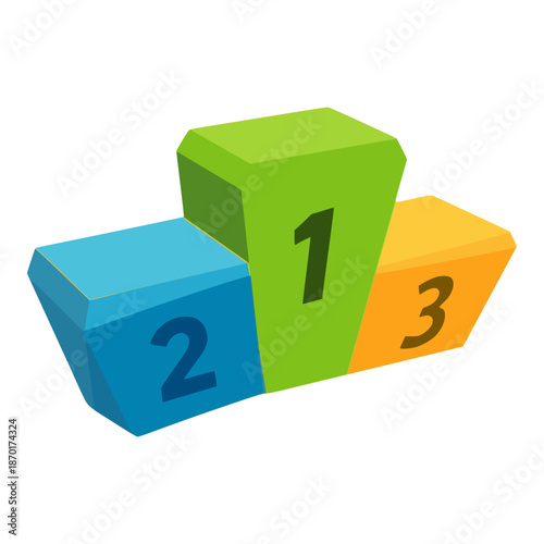 Award nomination podium trophy flat color vector illustration template design