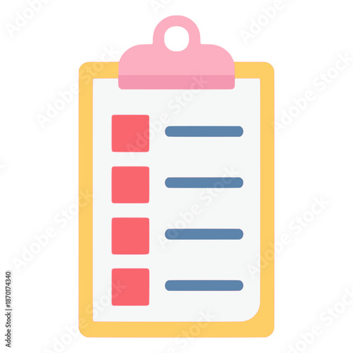 Checklist note task work flat color vector illustration template design