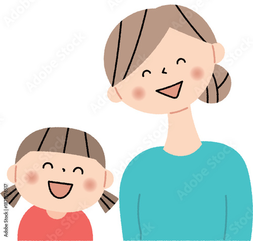 笑顔の女の子とお母さん