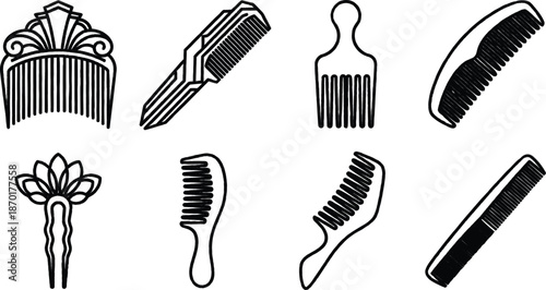 Set of various hair combs and brushes for styling and grooming purposes always
