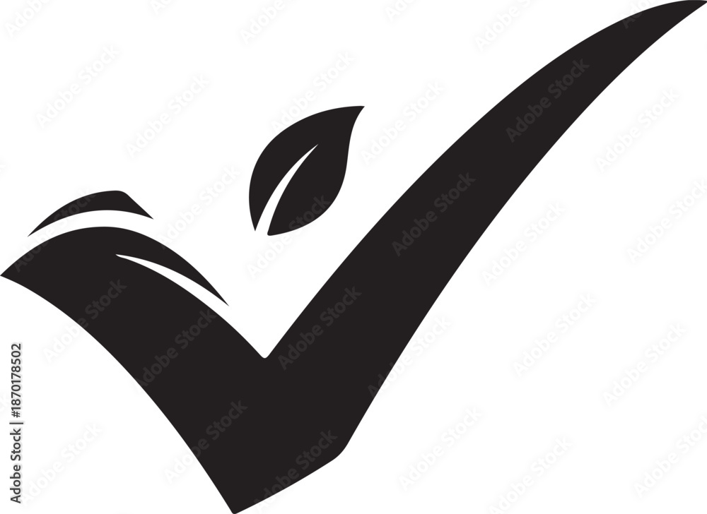 Naklejka premium Simple and bold checkmark silhouette icon symbolizing approval, success, confirmation, and completion. 