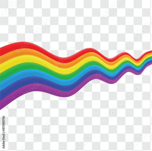 Rainbow wave vector illustration on transparent background