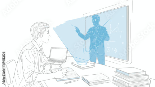 Businessman presenting to a seated colleague.