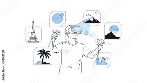 Man Wearing Virtual Reality Headset Interacting 2.