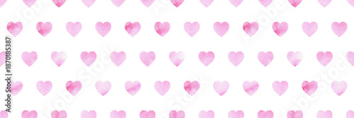Tableau sur toile Seamless Valentine pattern with watercolor hearts in pink and white tones