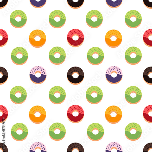 seamless pattern of colorful donuts