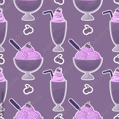 grape ice cream seamless pattern