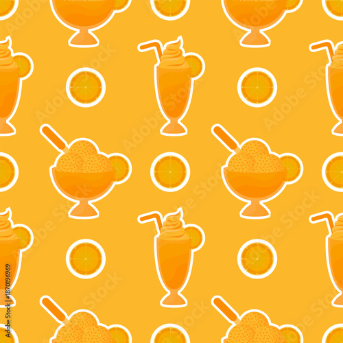 orange ice cream seamless pattern2