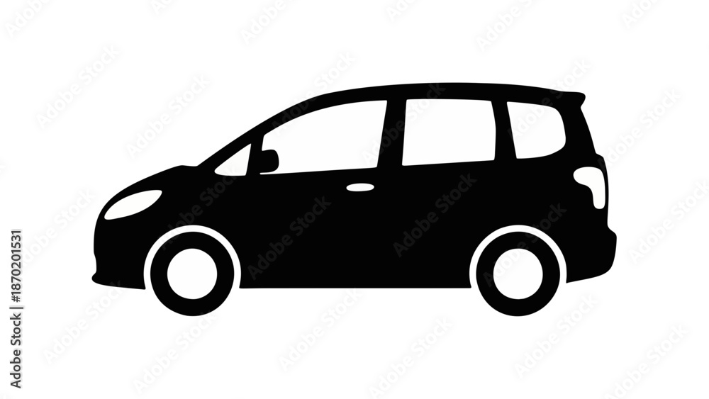 Obraz premium Mini van icon side angle silhouette vector