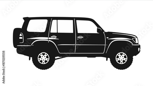 SUV car icon side angle flat vector isolated