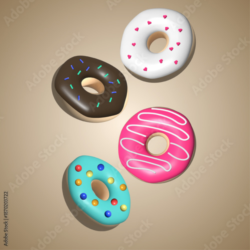 3D 도넛(빵+디저트+음식+식품)