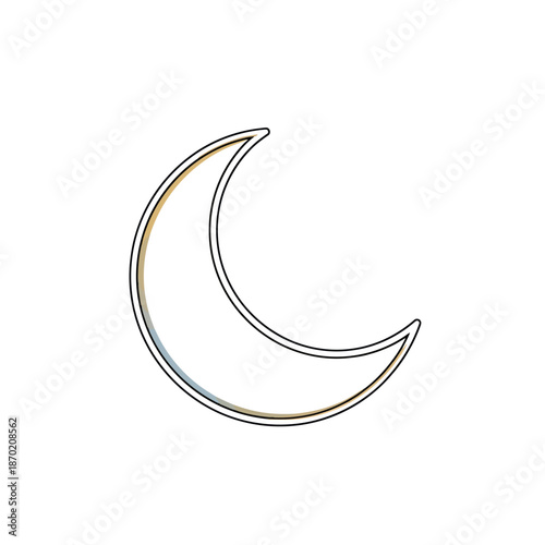 Simple Crescent Moon Outline Minimalist Celestial Body Graphic Isolated Abstract Sky Element