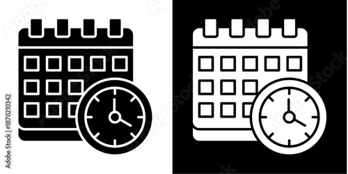 Time  Icon Set White Glyph Style Collection