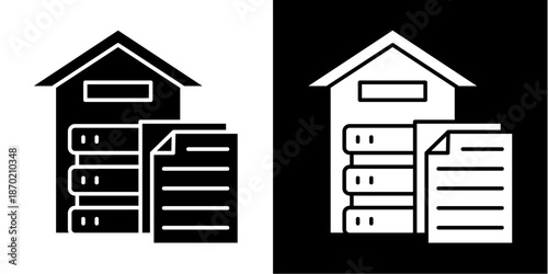 Data Warehouse  Icon Set White Glyph Style Collection