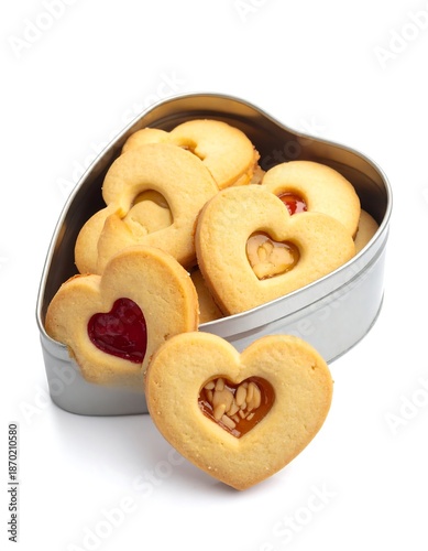 Heart-shaped cookies in a tin (1)