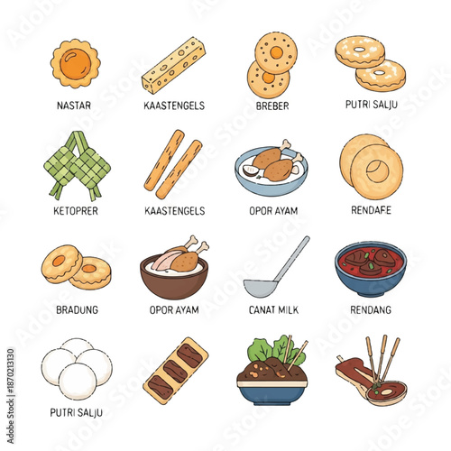 Assorted Traditional Indonesian Snacks and Desserts Display.