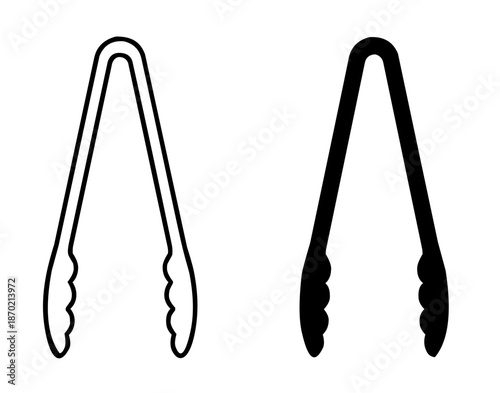Food tong illustration icon in outline and silhouette style