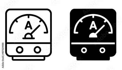 Ammeter illustration icon in outline and silhouette style